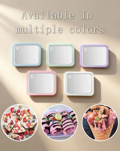 Vista 9 de Kit para hacer helados enrollados con tapa, 2 espátulas y guía de recetas - Bandeja de congelación instantánea para helado casero, actividades Verde