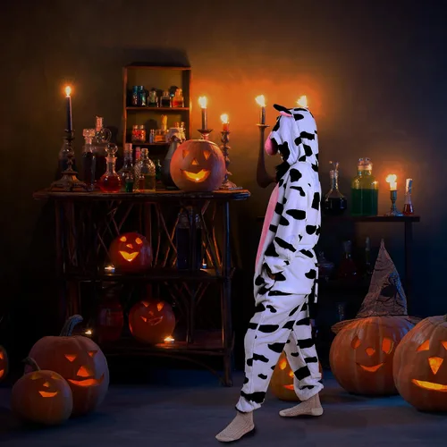 Vista 6 de Pijama unisex para adultos, pijama de animales, de franela, cosplay, disfraz de Halloween, ropa de dormir de animales para mujeres y hombres