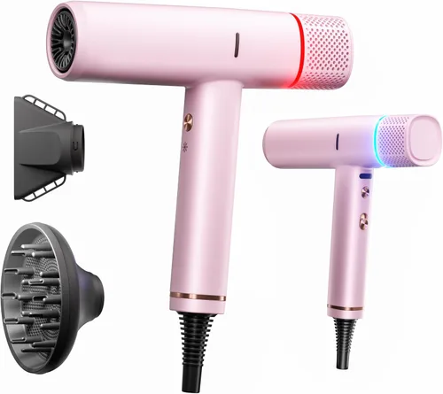 Vista 12 de Secador de pelo iónico profesional con difusor, secador iónico de bajo ruido de alta velocidad, potente motor de 1600 vatios para secado rápido