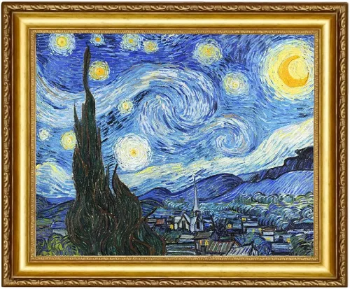 Vista 8 de ELITEART- Noche estrellada por Vincent Van Gogh Reproducción de pintura al óleo Giclée Wall Art Impresiones en lienzo