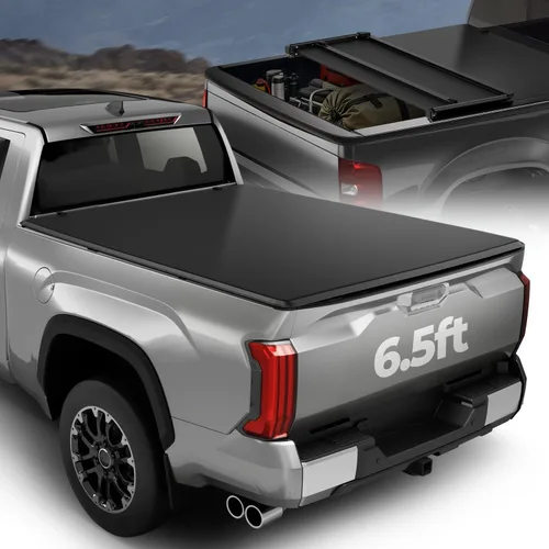 Vista 12 de Auto Dynasty - Cubierta suave de tres pliegues para plataforma de camioneta, compatible con Toyota Tundra 2014-2019, plataforma Fleetside/Styleside