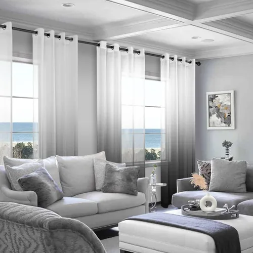 Vista 2 de KOUFALL - Cortinas negras de 63 pulgadas de largo para dormitorio, juego de 2 paneles con ojales, cortinas semitransparentes de imitación de lino