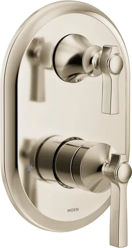 Vista 10 de Moen UTS2411BG Flara M-CORE Serie 3 - Moldura de ducha de 2 manijas con válvula de transferencia integrada, requiere válvula, oro cepillado