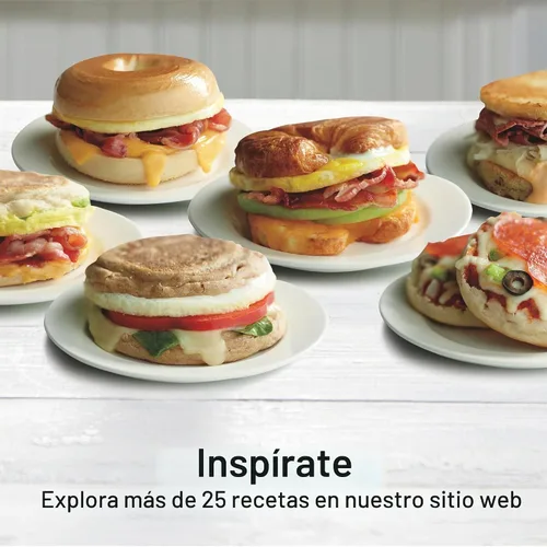 Vista 4 de Hamilton Beach Sandwichera de desayuno con anillo para cocinar huevos, ingredientes personalizados, perfecta para magdalenas inglesas, croissants