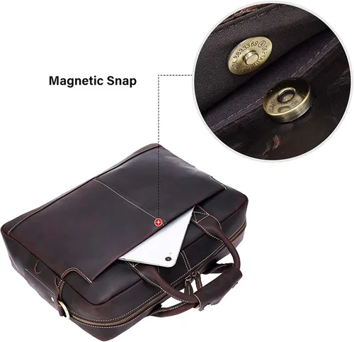 Vista 3 de CUSTOMHOUZZ - Maletín de piel para hombre con cremallera, para hombre