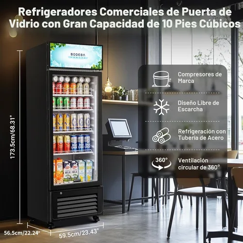 Vista 5 de BODEGA - Refrigerador comercial de bebidas de 10 pies cúbicos con LED