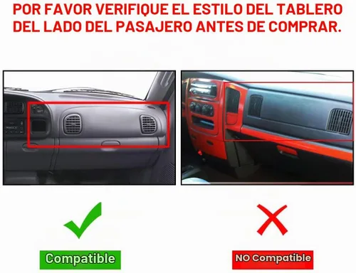 Vista 7 de ECOTRIC Cubierta de Tablero Compatible con Dodge Ram 1500 1998-2001/Dodge Ram 2500 3500 1998-2002, Cubierta Negra para Tablero