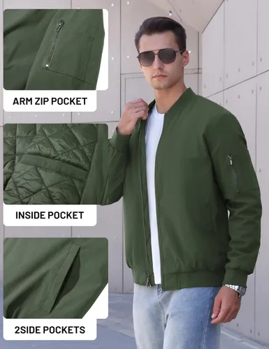 Vista 5 de TACVASEN Chaquetas bomber para hombre, chaqueta acolchada térmica, resistente al agua, abrigos de invierno cálidos