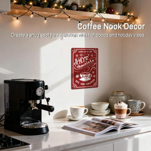 Vista 7 de Letrero de Chocolate Caliente – Accesorios de Barra de Cacao Caliente de Navidad – Decoraciones de Suministros de Estación de Cacao – Decoración
