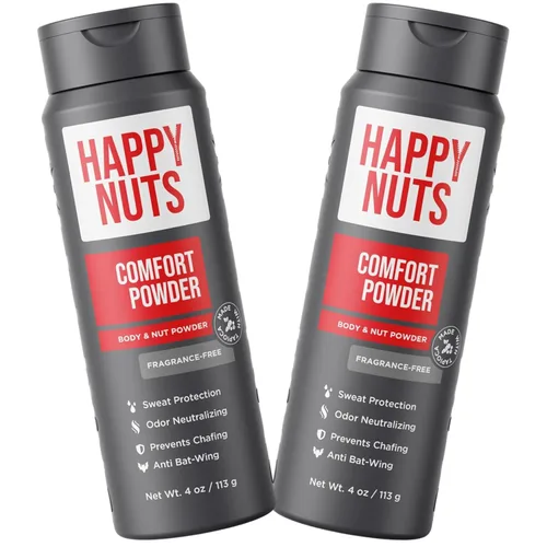 Vista 12 de HAPPY NUTS Comfort Powder - Antirozaduras y desodorante, sin aluminio, control del sudor y el olor para la picazón deportista, la ingle y el privado