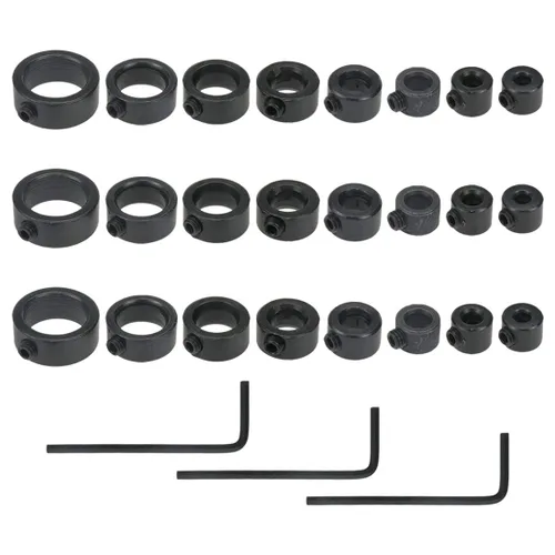Vista 8 de Collar de tope de broca de 1/2 pulgada, 8 piezas de collar de tope de taladro, localizador de anillos para carpintería con llave