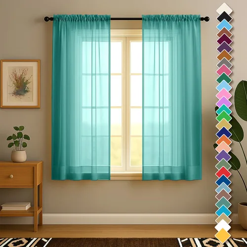 Vista 39 de YHSF Cortinas traslúcidas – Juego de 2 paneles para decoración del hogar – Elegantes cortinas de gasa sólida con bolsillo para barra