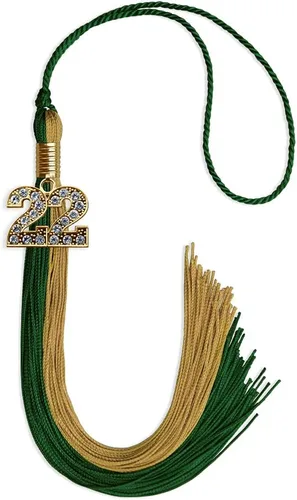 Vista 152 de Endea Graduation Borla de doble color con dije dorado (negro/oro brillante, 2022)