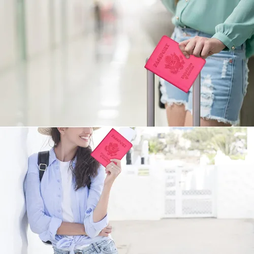Vista 5 de Combo de tarjetero para pasaporte y vacuna, soporte para pasaporte con ranura para tarjeta de vacuna, cartera para pasaporte, funda para pasaporte