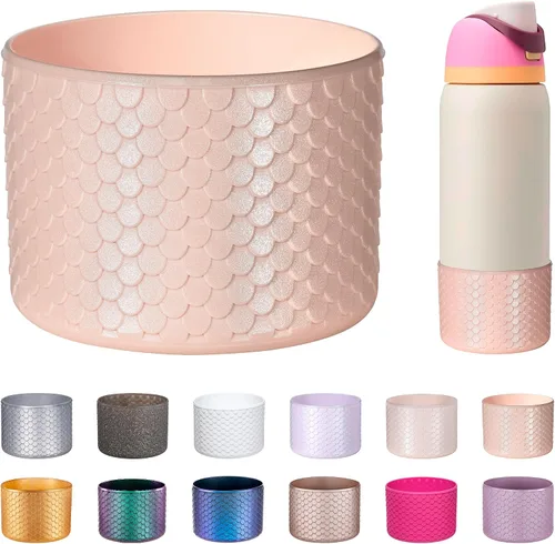 Vista 16 de Funda de Silicona para Botella de Agua Owala de 24oz, Manga Protectora Antideslizante Brillante para Botella de Agua Owala que Protege las Botellas