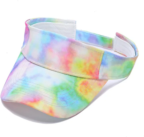 Vista 2 de 6 PC Tie Dye Sun Visors Hats, Sports Sun Hats Ball Caps Empty Top Tennis Golf Summer Beach Pool