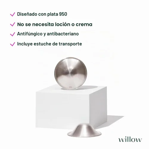 Vista 2 de Willow - Tazas de lactancia plateadas, paquete de 2, cubiertas para pezones de lactancia materna para protección y sin BPA