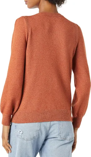Vista 4 de Tienda Essentials - Suéter de cuello redondo con hombros plisados suave al tacto para mujer