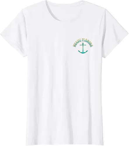 Vista 28 de Camiseta con diseño de pesca en la parte delantera y trasera de Miami Florida USA, Negro