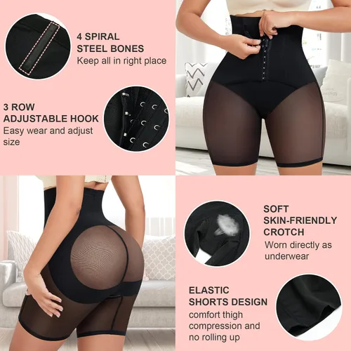 Vista 3 de REYEOGO Pantalones moldeadores para mujer, cintura alta, control de abdomen, moldeador de cuerpo, faja moldeadora de cintura, pantalones cortos más