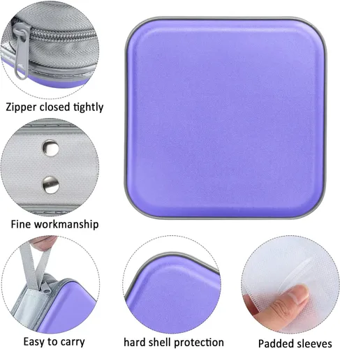 Vista 2 de Siveit Funda de CD, Estuche de CD/DVD de 40 Capacidad con Portafolios de Soporte de Bolsillo de Plástico Duro para Discos de DVD, Estuche de Lavanda