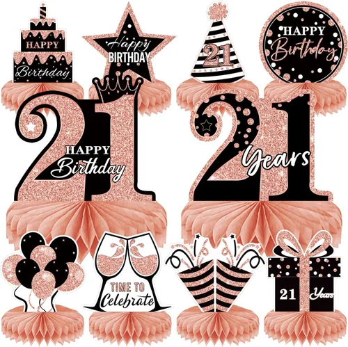 Vista 14 de 10 piezas de decoración de cumpleaños número 30 para niñas y niños, centros de mesa de cumpleaños 30 para mesas, centros de mesa de feliz cumpleaños
