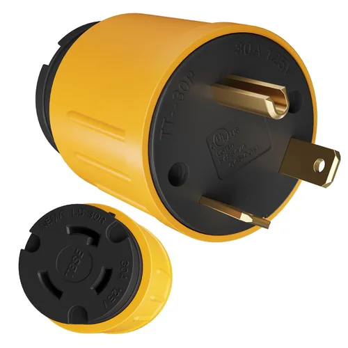 Vista 7 de Elecan Adaptador de enchufe de generador RV de 30 amperios, convertidor de energía de bloqueo giratorio L5-30P de 3 clavijas macho a toma