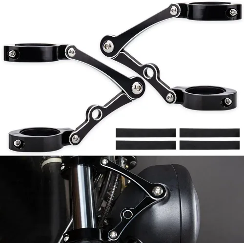Vista 7 de Soporte Universal de Montaje de Faro de Motocicleta Negro 39-41mm Tubos de Horquilla Aluminio CNC Soporte de Faro Delantero Compatible con Harley