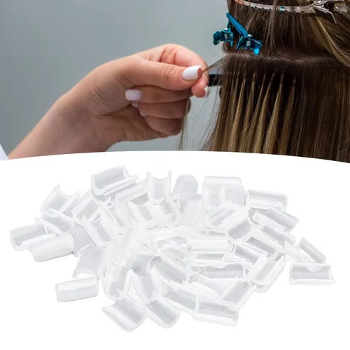 Vista 5 de 2 bolsas U Tip Clear Granule Beads Extensions Bonding or Rebond, paquete de pegamento de fusión en forma de uñas, extensión de cabello blanco