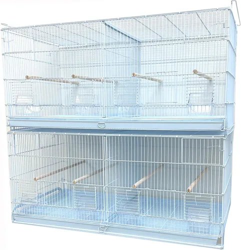 Vista 14 de Combo: Jaula de vuelo de aves galvanizada chapada en zinc apilable y bloqueo, divisor extraíble con soporte rodante