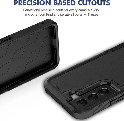 Vista 6 de Funda para Samsung Galaxy S22: funda protectora de doble capa resistente para teléfono celular, a prueba de golpes, con protector de pantalla