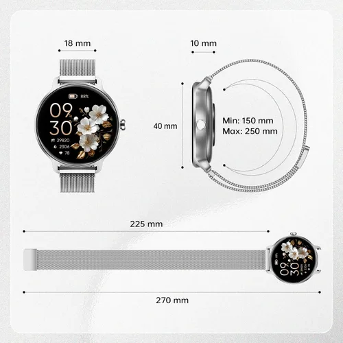 Vista 9 de [Usado] Reloj inteligente para mujer, pantalla AMOLED de 1.27 pulgadas con respuesta/llamada para iPhone/Android/Samsung, rastreador de actividad