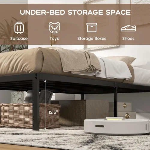 Vista 7 de KOMFOTT Base de cama de plataforma metálica de tamaño individual de 14 pulgadas, base de cama metálica resistente con espacio de almacenamiento
