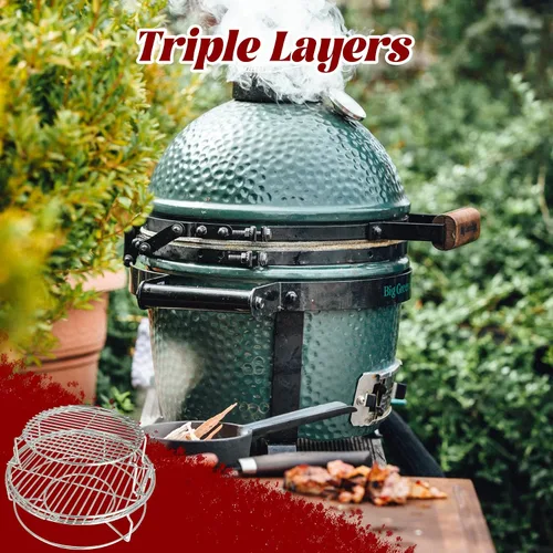 Vista 4 de Estante Expansor de 5 Piezas para Big Green Egg Medium Kit de Repuesto Parrillas para Eggspander Conveggtor Basket Acero Inoxidable 304 con Sistema