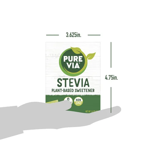 Vista 5 de PURE VIA Paquetes de edulcorantes de stevia, sustituto del azúcar, edulcorante natural, sin eritritol, paquetes de edulcorantes naturales cero