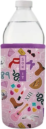 Vista 92 de Sok It BotlSok Funda para botella de agua con cubierta de neopreno aislante (Floral abstracto, se ajusta a CamelBak o Nalgene de 12 onzas)
