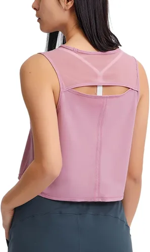 Vista 2 de Camisetas sin mangas para mujer, para yoga, entrenamiento, fitness, culturismo, chaleco recortado, atlético, sin mangas