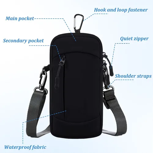 Vista 5 de Soporte para teléfono celular con banda para el brazo, bolsa cruzada 2 en 1 para correr y caminar Hands-free carrying, breathable mesh back