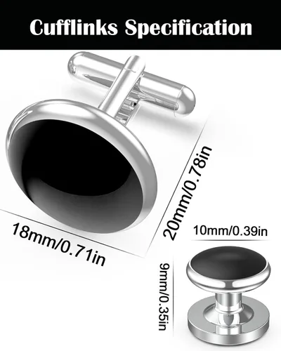 Vista 16 de Lictin Men's Cufflinks Cuff Links for Men, Stainless Steel Tuxedo Shirt Cuff Links Set