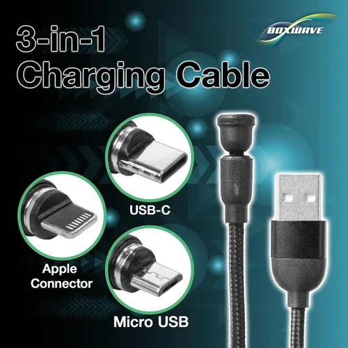 Vista 4 de BoxWave Cable compatible con Samsung Galaxy S22 Ultra 5G - MagnetoSnap AllCharge, cable de carga magnético USB tipo C Micro USB para Samsung Galaxy