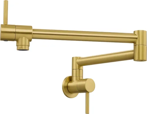 Vista 8 de KES Llenador de Ollas Dorado para Cocina Grifo Plegable de Latón con Doble Articulación Brazo Giratorio Grifo de Fregadero Articulado de Montaje