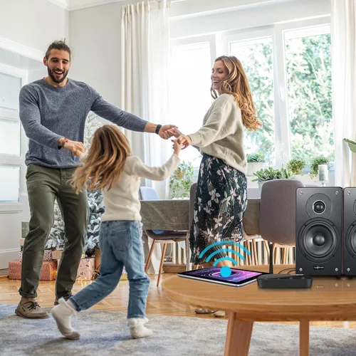 Vista 6 de SIMOLIO Receptor Bluetooth de alta fidelidad para transmisión de música, adaptador de audio Bluetooth de largo alcance, adaptador Bluetooth
