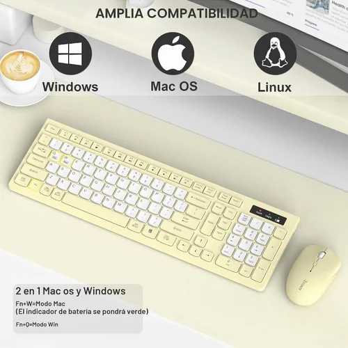 Vista 8 de Teclado inalámbrico y mouse combinado silencioso para oficina y hogar