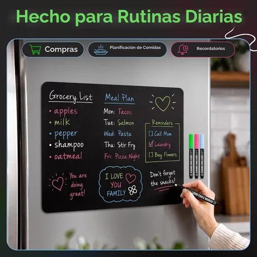 Vista 5 de Cinch - Pizarra blanca magnética para refrigerador de 17 x 11 pulgadas, más 4 marcadores y borrador grande con imanes, pizarra magnética