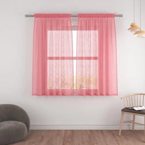 Vista 56 de UPOPO Paneles de Cortina Beige Pequeños Cortinas Transparentes de Gasa de 16 Pulgadas de Largo Cortinas de Cocina de Voile con Textura de Lino