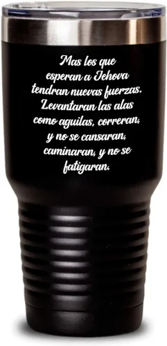Vista 3 de Isaías 40:31 regalos católica cristianas vaso en espanol con versículos de la biblia para padres Negro