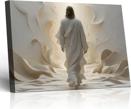 Vista 17 de Cuadro enmarcado de cruz de Jesús en lona para pared, arte impreso en blanco y negro, pintura cristiana, póster inspiradora, Jesús católico