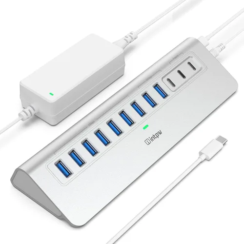 Vista 9 de Hub USB alimentado de 10 Gbps, intpw YH6AC Plus 10 puertos USB 3.2 Hub