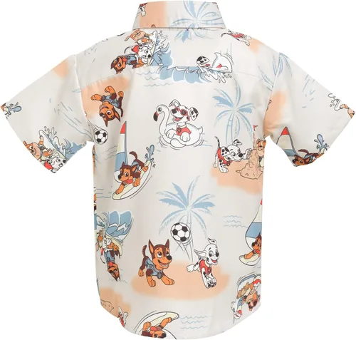 Vista 2 de Paw Patrol Rubble Marshall Chase - Camisa hawaiana con botones para niños pequeños a grandes