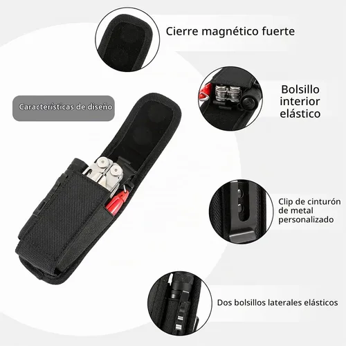 Vista 2 de Funda multiherramienta, bolsa multiherramienta, organizador de cinturón EDC para lápiz/linterna/cuchillo plegable, funda para cuchillo se ajusta a